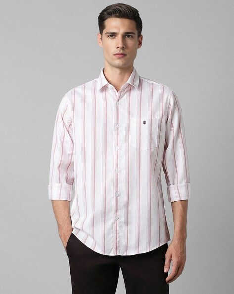 Men Striped Slim Fit Shirt with Patch Pocket