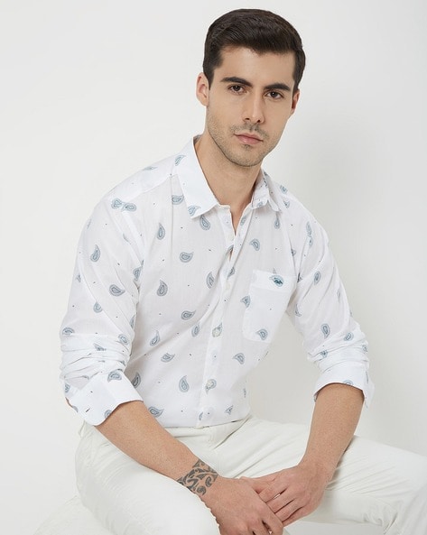 Mufti Paisley Print Slim Fit Shirt