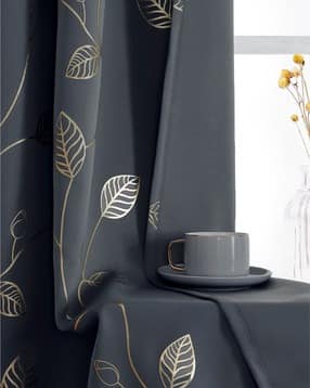 Leaf Print Eyelet Door Curtain-image-23