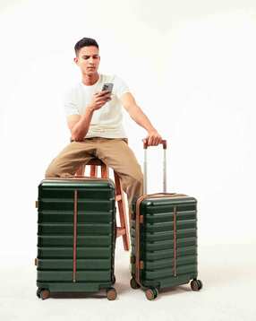 assembly Set of 2 Men Striped Luggage Bag with TSA Lock-picture-10
