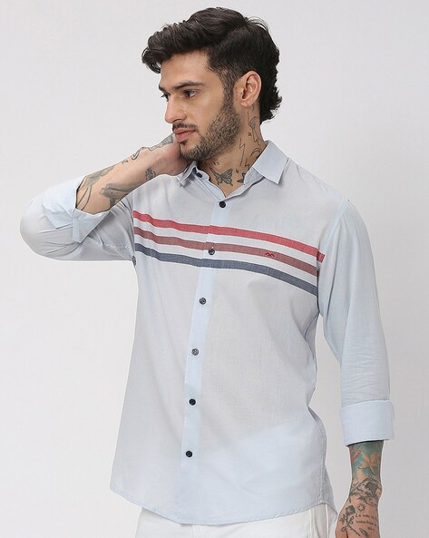 Mufti Men Striped Slim Fit Shirt