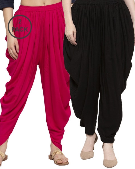 Women Pack of 2 Dhoti Pants with Elasticated Waistband Price in India