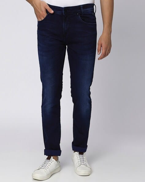 Men Lightly Washed Narrow Fit Jeans