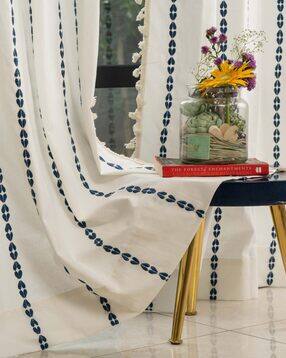 urban space Embroidered Window Curtain with Tassels-picture-25