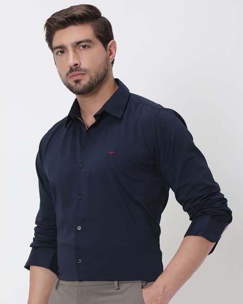 Mufti Shirts Body Fit Shirts Online Buy Navy Blue Shirts For Men