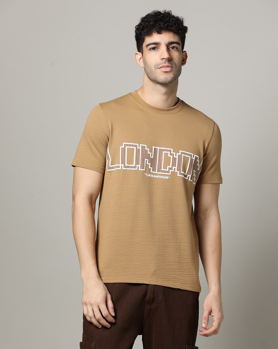 Buy Khaki Tshirts for Men by Fort Collins Online
