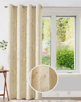 Set fo 1 Gold Leaf Print Window Eyelets Curtain-image-35