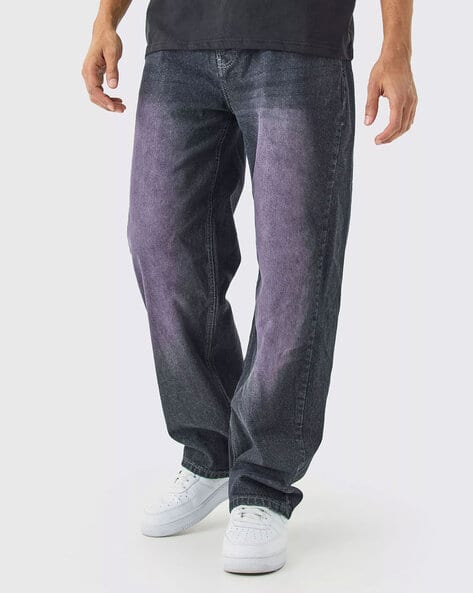 Men Light Washed Baggy Jeans