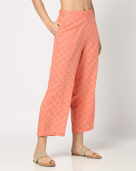 Women Embroidered Relaxed Fit Flat-Front Pants Price in India