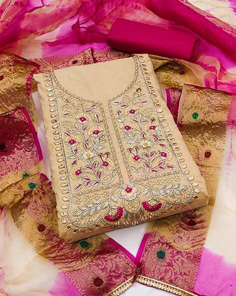 Women Embellished Unstitched Dress Material Price in India