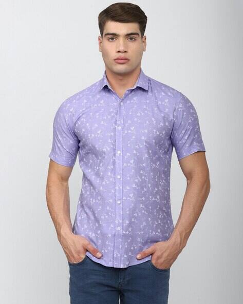 strapless open back dress Men's Purple Print Shirt – Short Sleeve – OutwearAsia BD main image 0