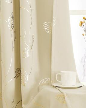 urban space Leaf Print Eyelet Long Door Curtain-picture-10