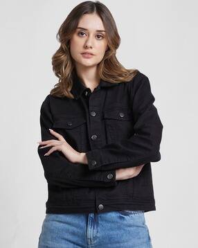 spykar Women Regular Fit Denim Jacket with Flap Pockets-picture-25