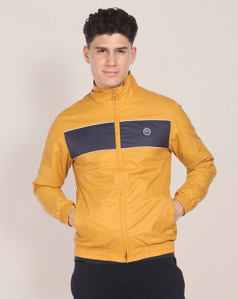 Men Colourblock Regular Fit Bomber Jacket