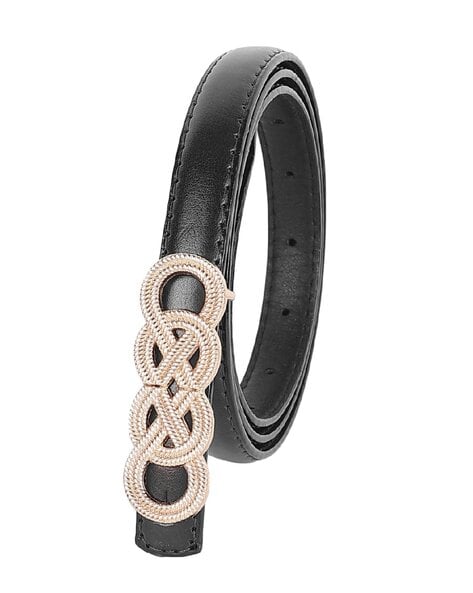 Sazara Women Skinny Belt with Buckle Closure