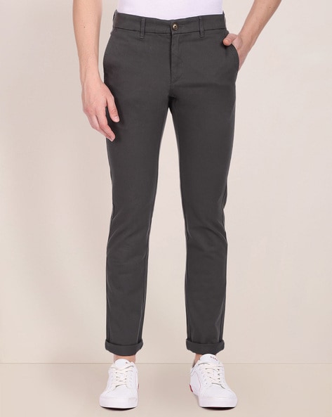 Men Slim Fit Flat-Front Chinos