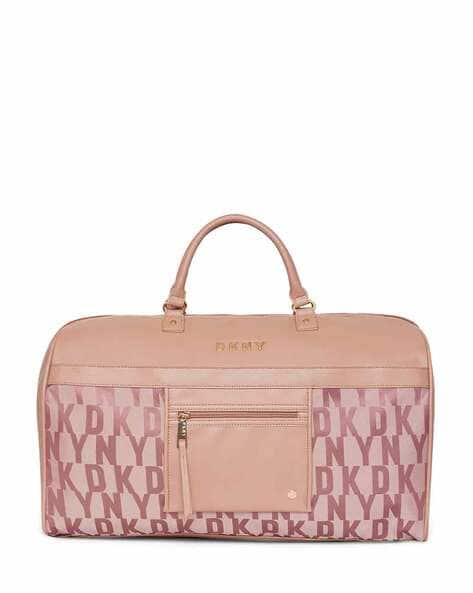 Buy DKNY Brand Print Duffle Bag with Detachable Strap Blush