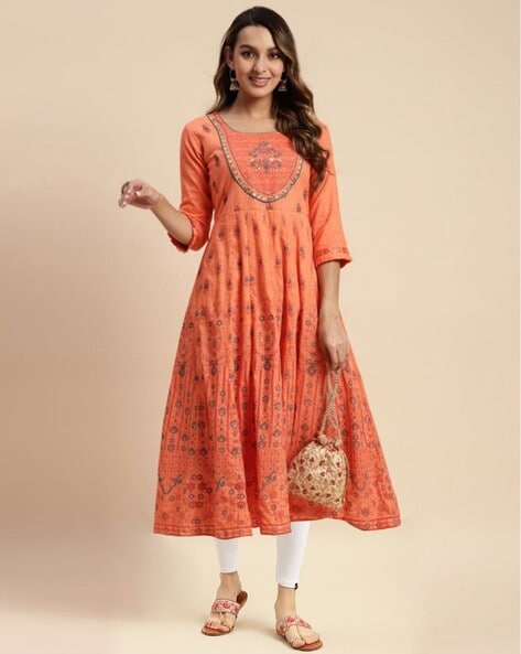 Orange kurti with leggings hotsell