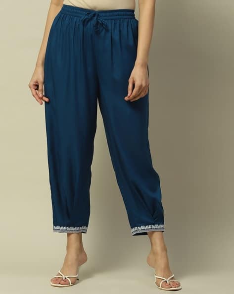 Women Straight Fit Palazzos with Elasticated Waist