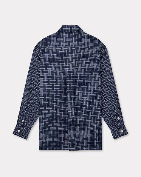 Buy KENZO Weave Cotton Oversized Fit Shirt | Blue Color Men