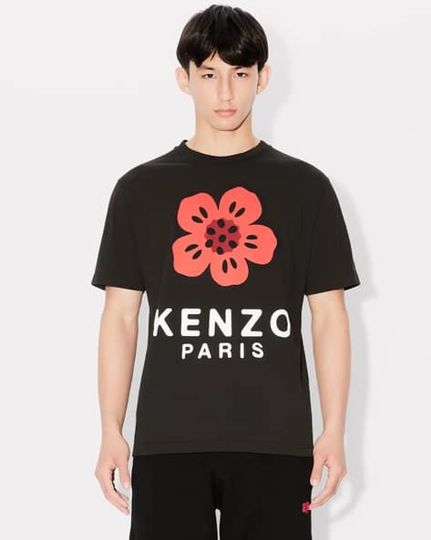 Buy KENZO Lucky Tiger Cotton Oversized T-Shirt | Black Color Men
