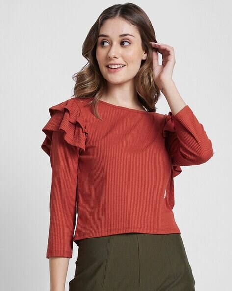 SPYKAR Women Ribbed Relaxed Fit Top