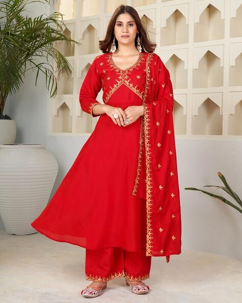 Red Kurta Suit Sets for Women by PRATHAM BLUE Online | Ajio.com
