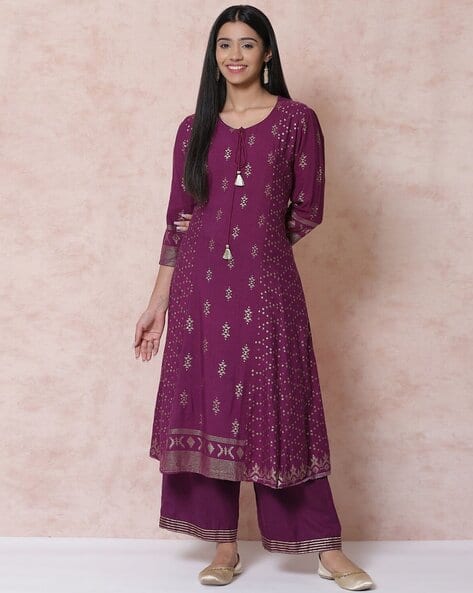 Rangriti Women Floral Print LIVA Flared Kurta