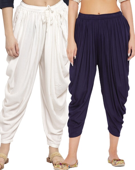 Pack of 2 Women Dhoti Pants with Elasticated Waist Price in India