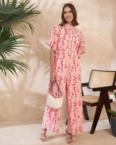 Women Floral Print Cutout Jumpsuit