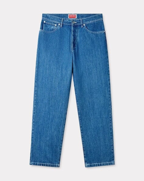 Buy KENZO Kenzo Weave Loose Fit Lightly Washed Jeans | Blue Color