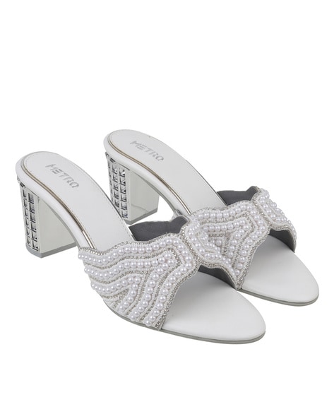 Metro Women Embellished Chunky Heeled Sandals