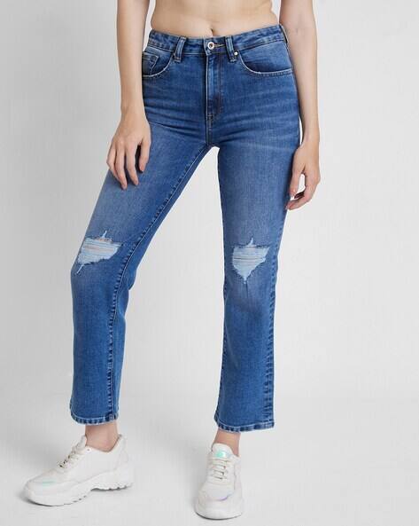 SPYKAR Women Lightly Washed Distressed Straight Fit Jeans
