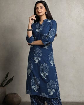 indie picks Dabu Print Straight Kurta with Insert Pockets-picture-13
