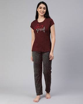 lyra Women Typographic Print 2-Piece T-Shirt & Pants Set-picture-43
