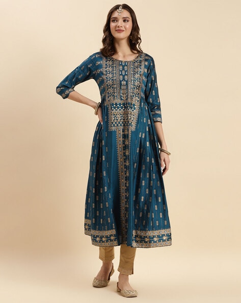 Teal Kurtas for Women by Rangita Online | Ajio.com