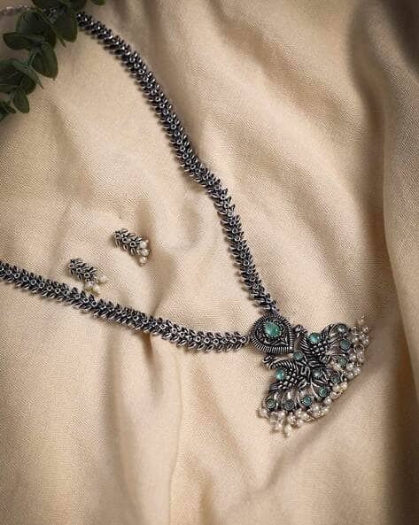 Women Oxidised Necklace Earrings Set