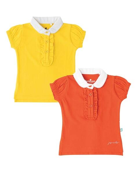 Juscubs Pack of 2 Girl Regular Fit Polo T-Shirts