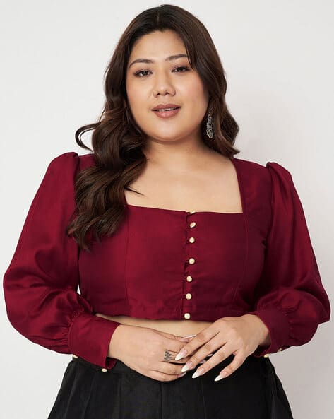 Buy Studiorasa Women Square-Neck Front-Open Blouse Online | Ajio.com