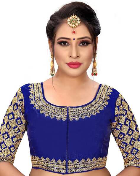 Buy PUJIA MILLS Front-Open Blouse with Embroidery Online | Ajio.com