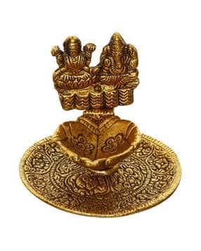 ecraftindia Goddess Laxmi & Lord Ganesha Golden Diya-picture-23