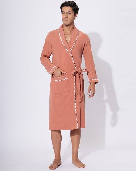 Lacylook Men Cotton Bathrobe with Patch Pockets