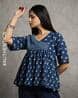 M.A.B.E - Ari Print Short Sleeve Top - Indigo