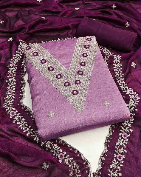 Buy Purple Dress Material for Women by Peachmode Online