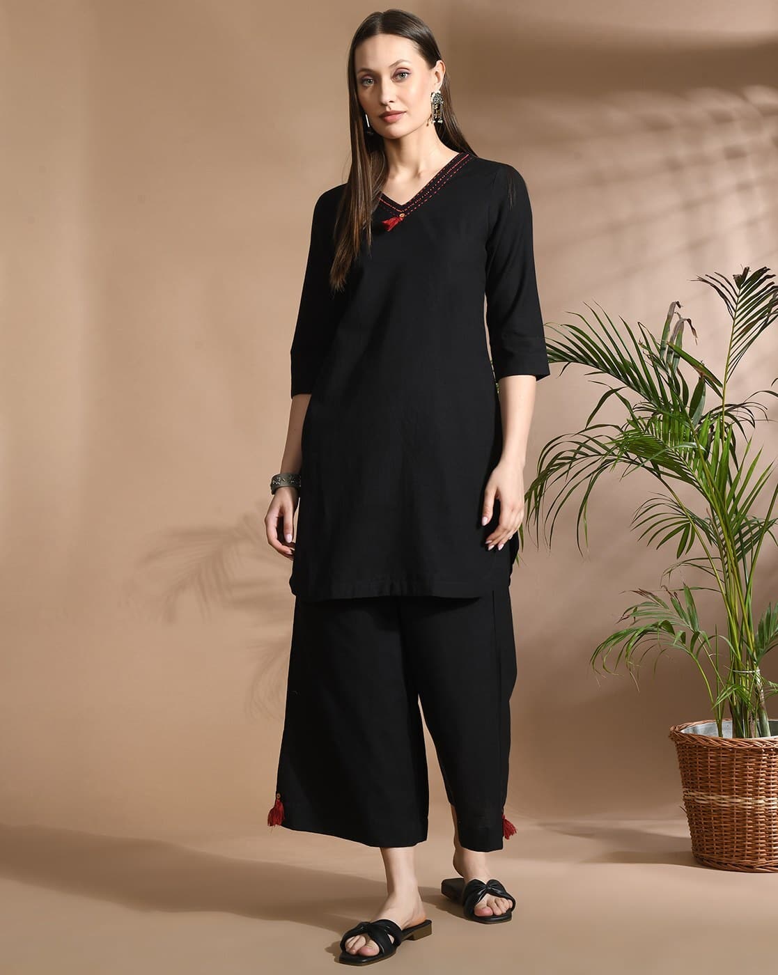 ANAYI ブラック Vネック スウェット -1117Wx1400H-700119886-black-
