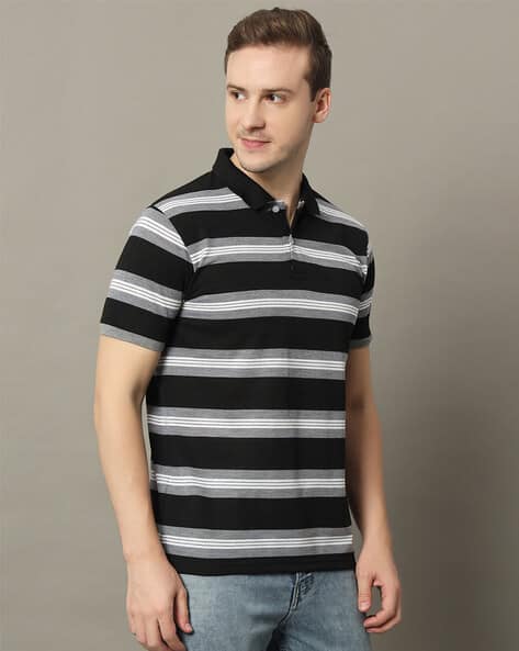 Men Striped Regular Fit Polo T-Shirt