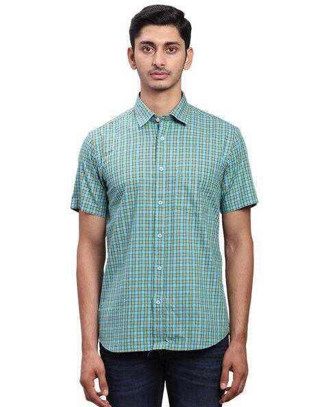 Colorplus Men Checked Tailored Fit Shirt with Patch Pocket