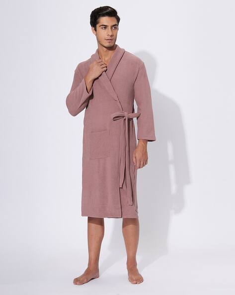 Lacylook Men Cotton Bathrobe with Patch Pockets