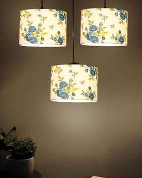 devansh Floral Print Cotton Round Drum Cluster Hanging Lamp-picture-48