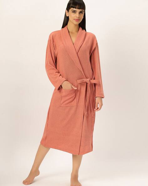 Lacylook Women Cotton Bathrobe with Patch Pockets
